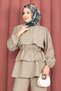 Layered Lace Detailed Double Hijab Set Green Olive - 2