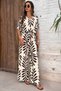 New Season Women's Short Sleeve V-Neck Patterned Aerobin Blouse and Trousers Holiday Double Set - 2