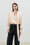 Beige Bow-Tie Draped Women's Shirt