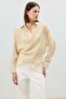 Yellow Double-Breasted Striped Women's Shirt