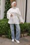 Ecru Shirt with Cape Sleeves and Waist Tie - 2