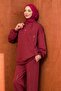 Burgundy Stone Detailed Tunic and Trousers Set - 2