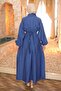 Cobalt Blue Collar Detail Elastic Waist Dress - 5