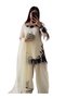 White Fendy Silk Kurti Farshi Pent & Dupatta - HRT7766 - White