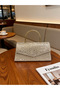 Women's Crystal Textured Evening Dress Bag - Luxury Evening Clutch with Metal Handle and Chain Strap - 2