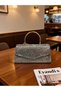 Women's Crystal Textured Evening Dress Bag - Luxury Evening Clutch with Metal Handle and Chain Strap - 2