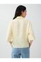 Light Yellow Shirt Collar Three-Quarter Sleeve Modal Woven Blouse - 5