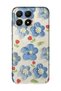 Xiaomi 17 Compatible Blue Oil Paint Flower Pattern Transparent Phone Case