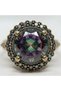 Bronze Vintage Women's Ring Authentic Copper Jewelry Mystic Topaz Stone Round Cut Solitaire Adjustable - 2