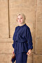Women's Waist-Tied Single Pocket Suit Navy Blue - 3