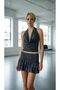 Women's Degaje Collar Crop Blouse Layered Skirt Beach Dress Set - 4