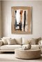 Creamy Tone Brush Stroke Minimalist Abstract Glass Painting-Silver Metal Framed Home, Business and School Painting - 2