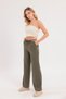 Linen Blended Elastic Waist Loose Cut Trousers - 7