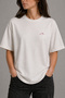Pink Mood Wave Embroidered White Oversize Unisex T-Shirt 30/1 Regular Fabric - 5