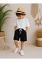 Boy's 100% Linen Shorts and Basic Pocket T-Shirt Set - Natural Fabric Summer Combination - 2