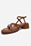 Cirelle Tan Genuine Leather Flip Flops Women's Thick Heeled Sandals - 6