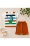 Clownkids 100% Cotton Baby Boy Striped Dinosaur Printed Shorts Set of 2 - 3
