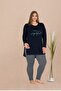 Patterned Long Sleeve Plus Size Pajama Set