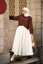 Women's Elastic Waist Crinkled Skirt White - 4