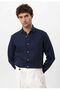 Collar button detailed 100% linen men's shirt - 3