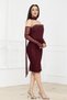 Beaded Strapless Neckline Lace Pencil Dress - Cherry - 7