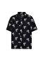 Patterned Short Sleeve Oversize Shirt