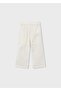 Girl's Embroidered Cuffed Trousers Cream - 3