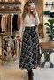 Plaid Lined Tulle Elegant Standard Size Midi Skirt
