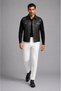 Genuine Leather Men's Vest Black with Vintage Stitching Detail - 4