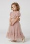 My Little One's Embossed Rose Bow Pleated Tutu Skirt Summer 2-Piece Girls' Set - Powder - 3