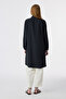 Scarf Detailed Hidden Buttoned Shirt Collar Valea Black Tunic 1657 - 4