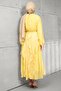 Mustard Color Balloon Sleeve Dress with Skirt - 6