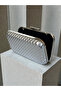 Silver Embossed Leather Women's Evening Dress Bag Wedding Engagement Graduation - 4