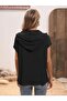 Women's Short Sleeve Hooded Lace-Up Viscose Blouse - 4