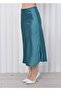 Flat Satin Skirt with Elastic Waist and Hidden Zipper on the Side - 3