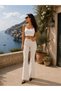 High Waist Lycra Women's Beige Spanish Pants