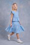 Girl's Combed Cotton Lined Brode Blouse and Skirt Set - 3
