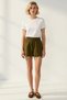Women's Shorts High Waist Elastic Waistband Plain Pattern Straight Fit Short Length Woven Relaxed Cut - 4