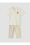 Ecru Polo Collar Embroidered Baby Boy Set