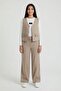 Beige Pocketed Linen Vest and High-Waisted Trousers Girl's Set 24573 - 6