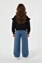 Black Floral Embroidered Ruffle Jean Pants Girls' Set 24554 - 5