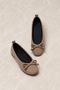 Women's Mink Bow Detailed Casual Suede Ballerinas - 4