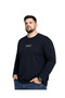 Men's Large Size Navy Blue Cotton Printed Long Sleeve T-Shirt 5Xl-6Xl-7Xl-8Xl - 2