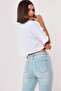 Women's Black-white Oversize Combed Cotton Crop T-shirt T-shirt - 2