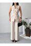 B Belt Detailed Gold Buttoned Vest Trousers Blazer Suit - 7