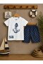Anchor Patterned T-Shirt & Shorts Two-Piece Summer Boys' Set - 3