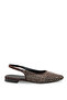 Bitter Brown Suede Stone Women's Ballerina Pointed Toe Open Back Shoes - 4