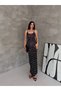 Women's Strappy Polka Dot Patterned Long Dress