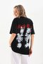 Women's Short Sleeve Summer T-Shirt Crew Neck Printed Oversize T-Shirt - Black