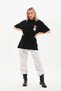 Women's Short Sleeve Summer T-Shirt Crew Neck Printed Oversize T-Shirt - Black - 6